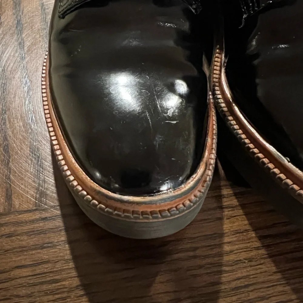 Zara Womens Size 36 Black Patent Leather Oxford Lace Up Loafers